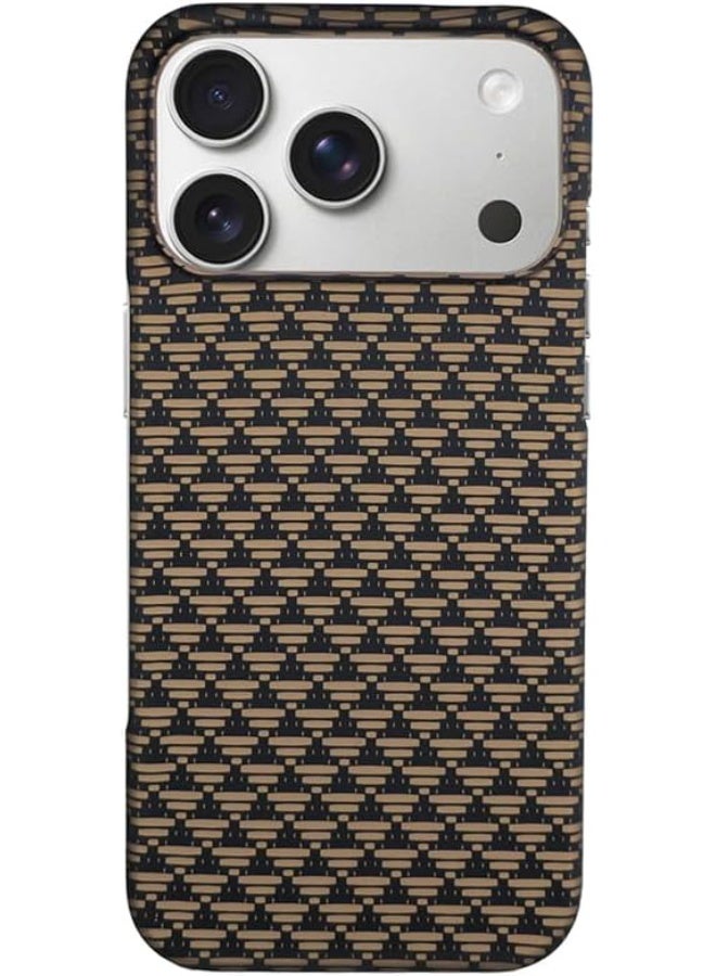 Phoni Ultra Slim Magnetic Case for iPhone 17 Pro, Compatible with MagSafe, Thin Lightweight Matte Phone Case, Carbon Fiber Style Texture, Raised Camera Protection (Champagne Weave – Gold Carbon) - Image 1